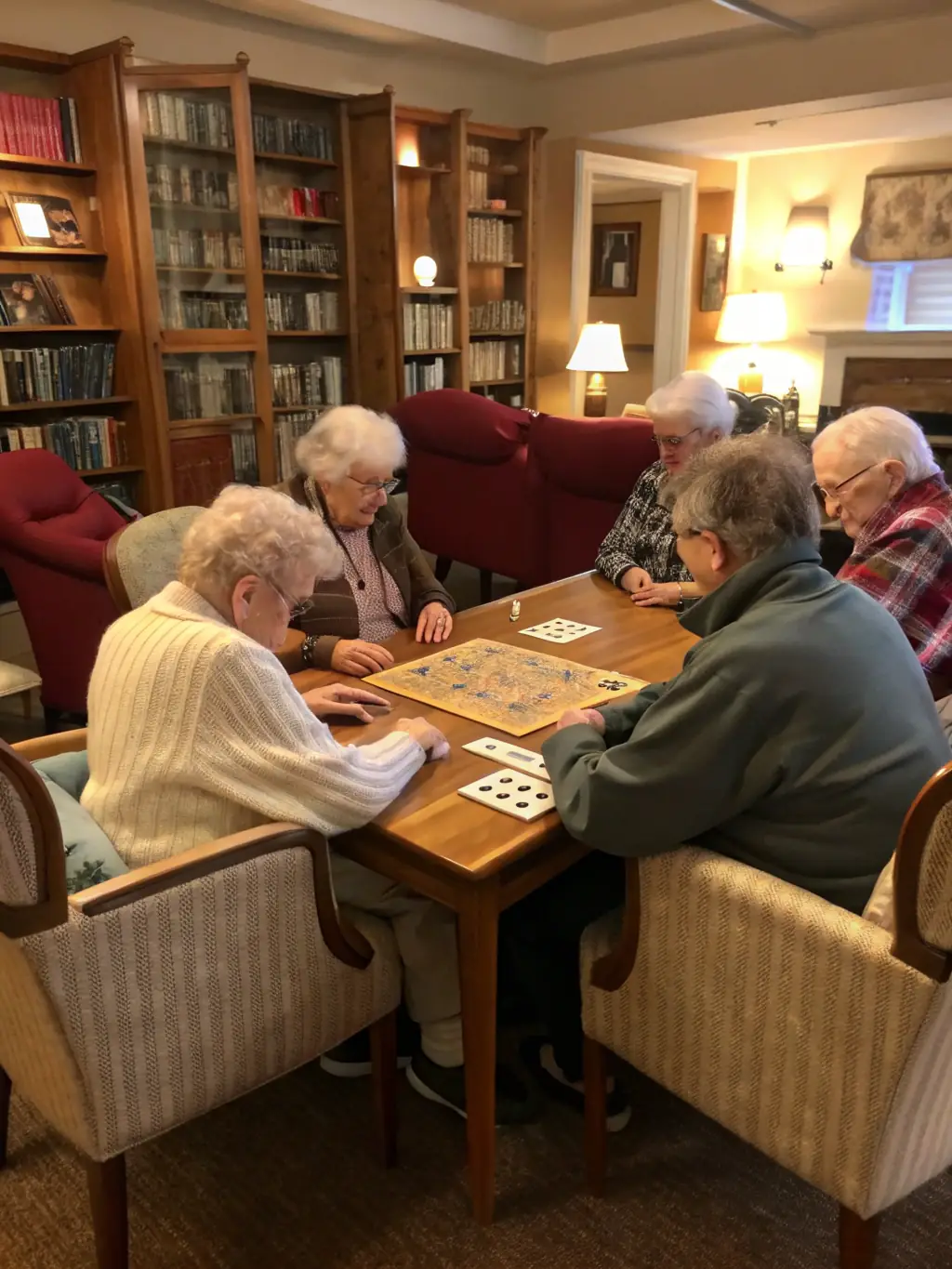 Seniors participating in a book discussion group at the BIBLIOTHEQUE ASSOCIATIVE UTTINGEOISE, sharing their thoughts and insights on a selected novel.
