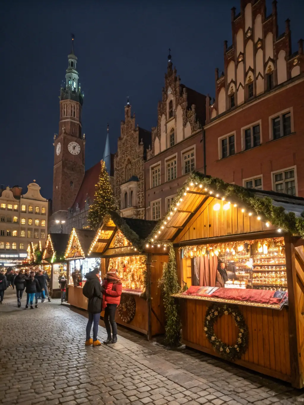 A photograph depicting a lively winter cultural fair at Parc de Courbeton, with craft stalls, performances, and festive decorations.
